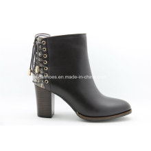 Classic Medium High Heel Women Leather Ankle Boots